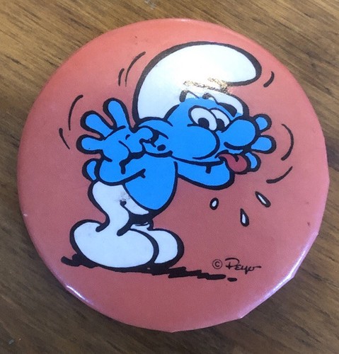 VINTAGE 1982 SMURFS Raspberry Pinback Button - 第 1/2 張圖片