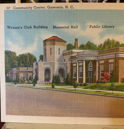 CENTRO COMUNITARIO GASTONIA NORTH CAROLINA MUJER CLUB MEMORIAL HALL POSTAL - Imagen 2 de 6