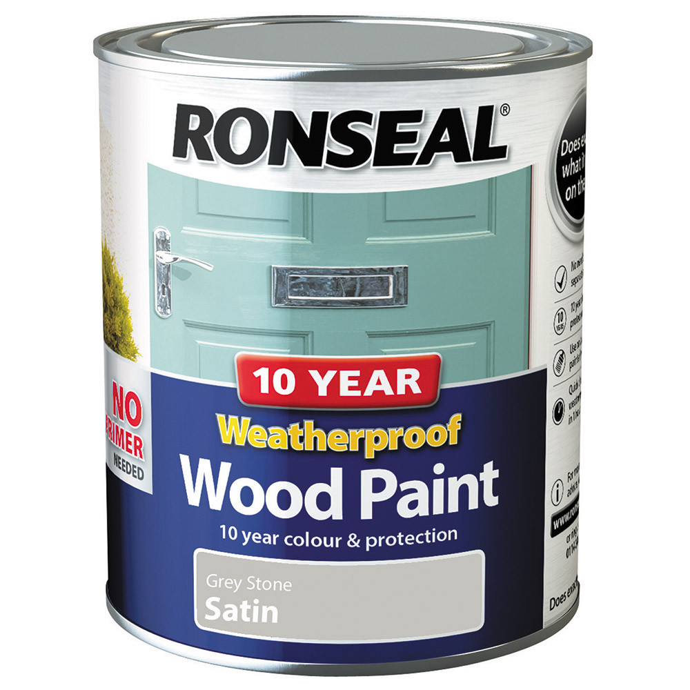 Ronseal 10 Year Weatherproof Wood Paint 750ml Satin Gloss 2in1 No Primer Needed