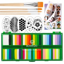 Face Paint 12x10 gm Professional Body Painting Kit For Adults Stencil One Str...