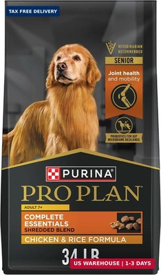 Purina Pro Plan Complete Essentials Senior Dry Dog Food, Chicken, 34 lb Bag