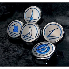 Executive Cap Covers White CF Inlay for 10-15 Chevy Camaro V8 Automatic [Chrome]