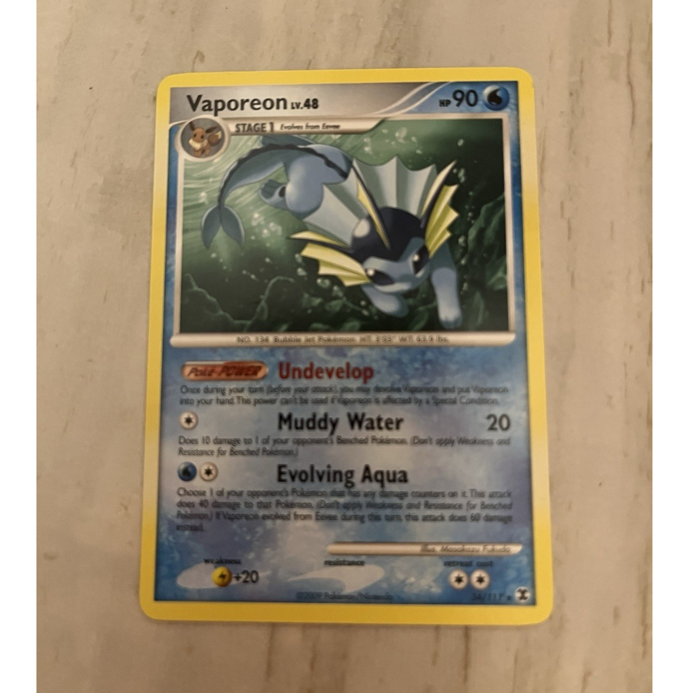 Pokémon Vaporeon Rising Rivals 34/111 Regular Rare Stage 1 90HP English Card