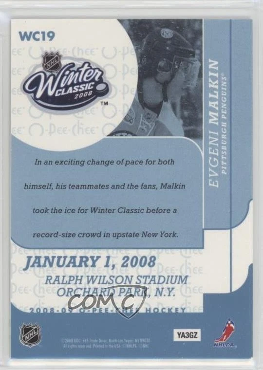 2008-09 O-Pee-Chee Winter Classic Evgeni Malkin #WC19 - Image 2 of 2