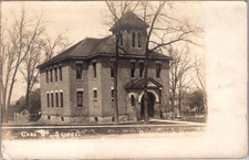 Cass Street School Greenville Michigan JH Cave Real Photo Postcard