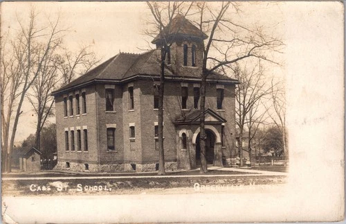 Cass Street School Greenville Michigan JH Cave Real Photo Postcard