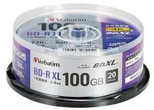 Verbatim BD-R XL 100GB 20Pack 4X Blu-ray Discs White Printable BDXL3-Layer Media