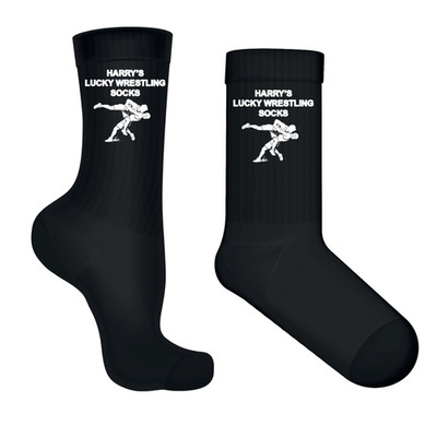 Lucky Wrestling Socks, Wrestler Gift, Sports Crew Socks, Athletic Fashion Socks,