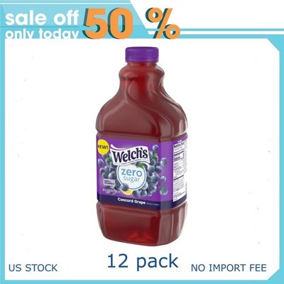 (12 pack) Welch's Concord Grape Zero Sugar Drink, 64 fl oz Bottle