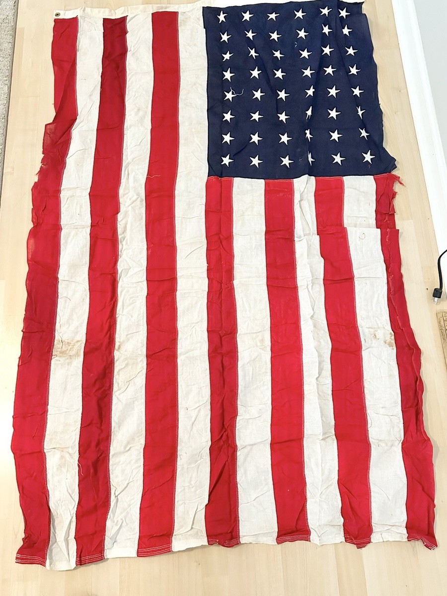 Vintage 4x6 Cotton Storm King 48-Star US Flag Sewn Stars and