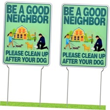2 Pack Clean Up After Your Dog Sign with Metal Stakes, Double Sided No Dog
