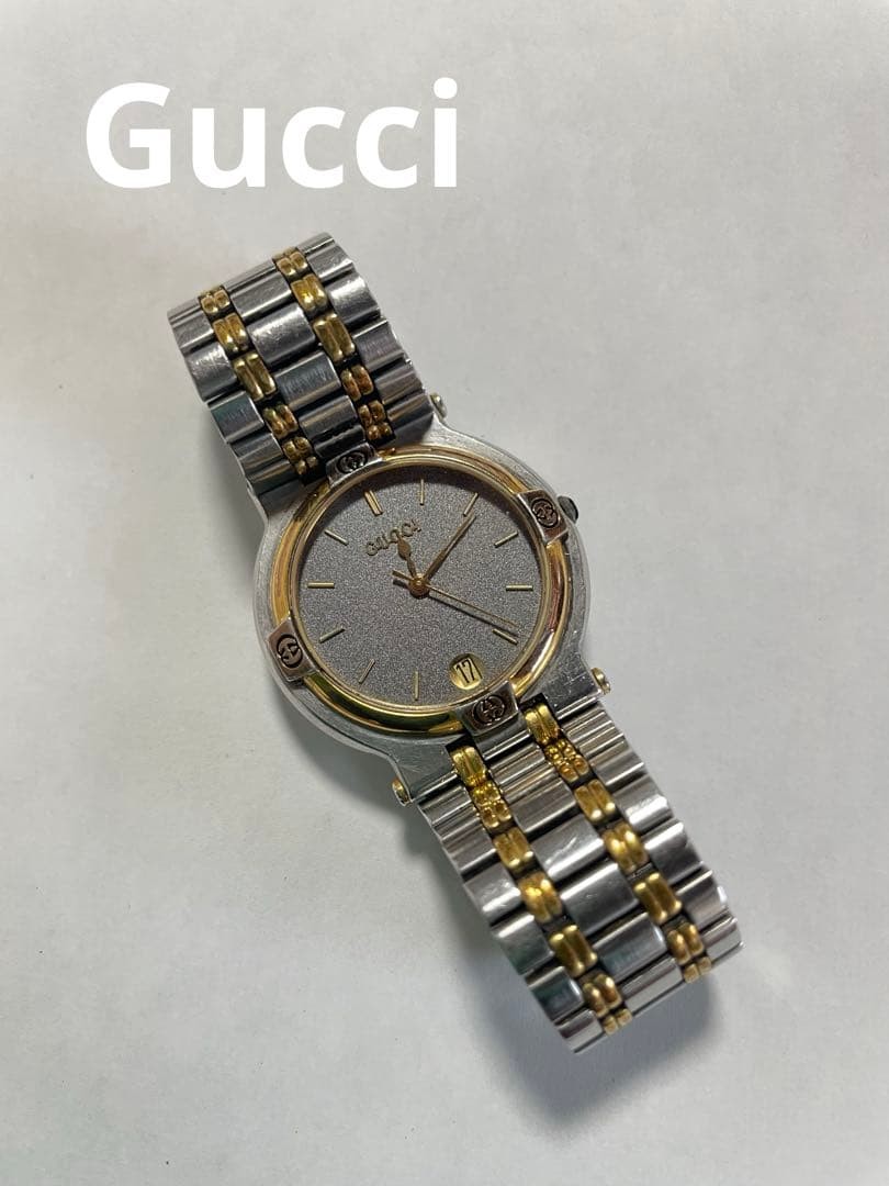 GUCCI Vintage Quartz Watch 9000M Gray Black Dial Date | eBay
