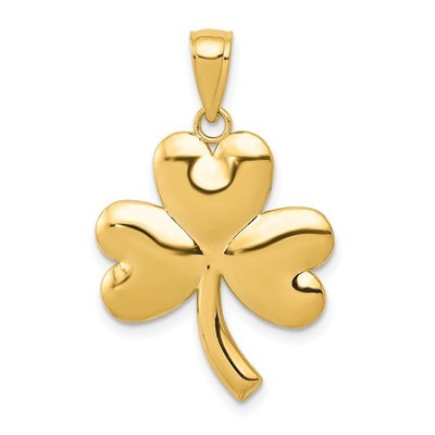 14k Gelbgold Kleeblatt Anhänger dreiblättriges Kleeblatt keltisch irisch Glück Schmuck