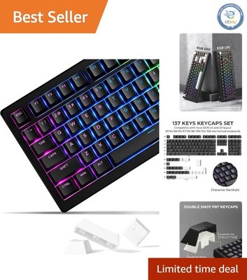 Ergonomic XVX Doubleshot Keycaps - Backlit Black 137 Key Set for Mechanical Use