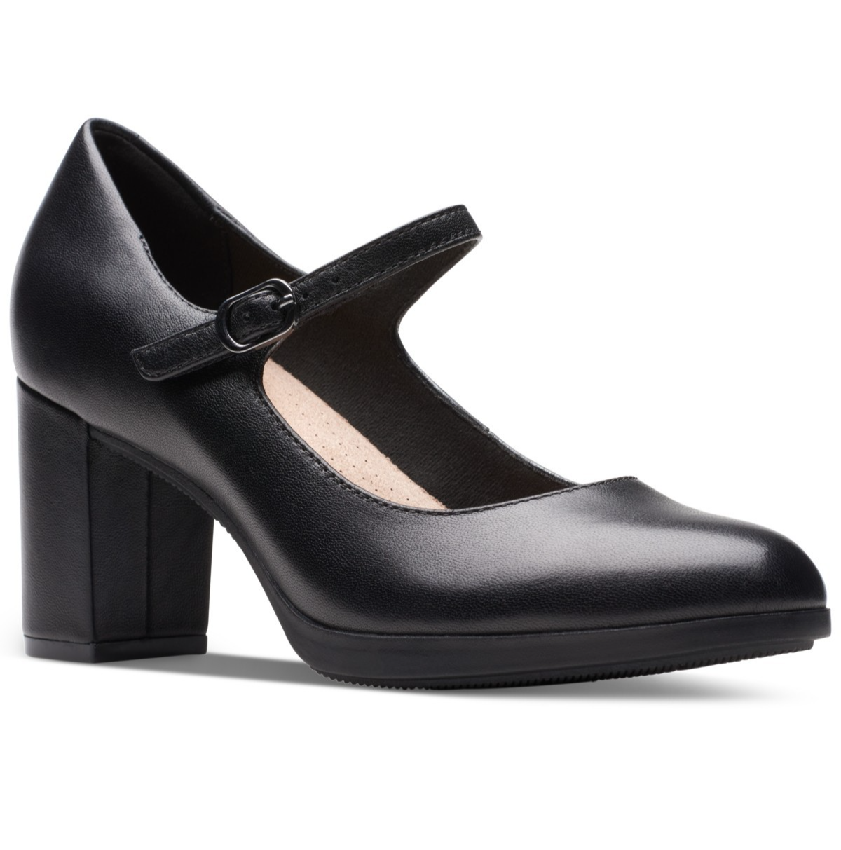 Clarks 74484 Bayla Nora Platform Mary Jane Dress Pumps Black Leather Womens 8.5M