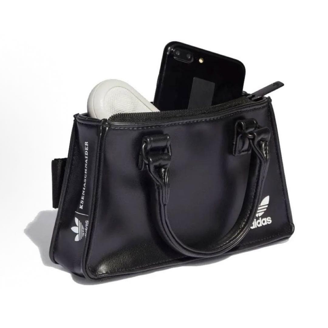 ADIDAS Tote Bag IJ7481 Black Faux Leather Small Mini Purse