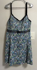 Womens Green Blue Purple Floral It Figures Bathing Suit Dress 24W D Cup And Up