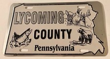 Lycoming County Pennsylvania Booster License Plate Deer Bear Huntting Fishing