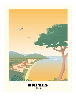 Neapel Italien Reiseplakat Wandkunst � Moderne K�stendekoration Minima