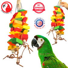 Bonka Bird Toys 3548 Huge Diamond Chew Wood Large Parrot Tug Pull Play Cage Toy