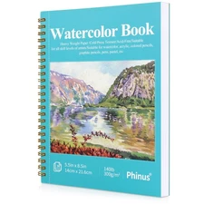 Phinus 30 Sheets Watercolor Sketchbook 5.5 x 8.5 Inch, Watercolor Paper Cold