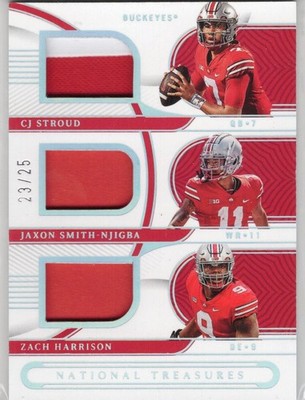 2023 National Treasures Smith-Njigba Stroud Harrison Triple Patch /25 OSU #TT2