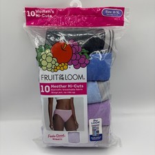Fruit of the Loom Women's Cotton Hi-Cut Brief Underwear, 10-Pack - XL