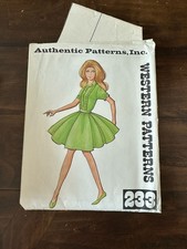 Vintage 1970s Authentic Patterns Western Style Square Dance Sewing Pattern 233