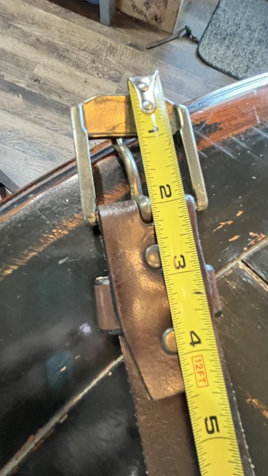 Cinturón de Cuero Italiano Levi’s Talla 44/110 Marrón Plata Logo Hebilla Cuadrada Hecho en EE. UU. Foto 4 de 4