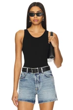 ENZA COSTA Silk Rib Sheath Tank Top Black S $145 E1 320