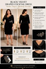 Tahari Arthur S. Levine Black Velvet Draped Cocktail Dress Size 14-16