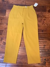 Diane Von Furstenberg Dijon Yellow Pleated Gibson Jersey Pants, Size 6