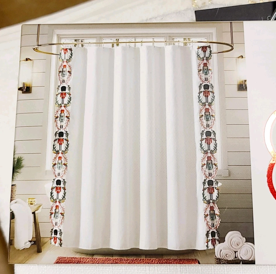 Cortina de Ducha Envogue Bordada Cascanueces Navidad Vacaciones Tela Festoneada Foto 4 de 4