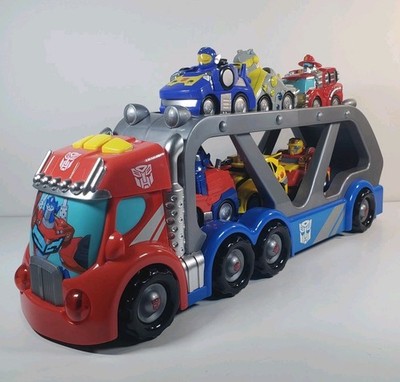 Hasbro Lights and Sounds Extra Large Hauler with 6 Rescue Bots Vehicles Working