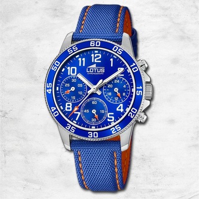 Lotus Jugend Kinderuhr Leder blau orange Lotus Junior Armbanduhr UL18581/6