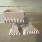 Vintage Pink Milk Glass Lidded WeddingCompote Dish Pedestal Art Deco MCM