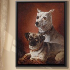Vintage Dog Portrait Canvas Print Animal Wall Art Decor Framed Pug Artwork