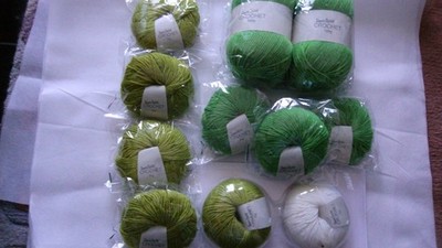 Wolle v. Simple Stylish ''Crochet'', 425g, 2 Grüntöne, 1x Weiß, NEU ! ! !