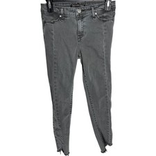 Abercrombie Fitch Skinny Jeans Women Size 24 Gray Mid Rise Raw Hem Minimalist