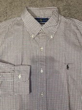 Ralph Lauren Classic Fit Button Up Down Size Large Checkered Work Dress Shirt