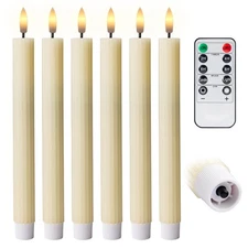 Open Box 6PK 10" Ribbed LED Candles with Remote Timer Assorted Colors Wedding