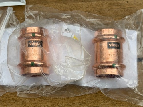 Lot of 2, 77431 Viega ProPress 1 in. Press Copper Coupling with Stop