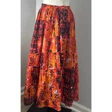 VTG 90 s Jane Ashley Cotton Patchwork Skirt S Whimsigoth Boho Festival Tiered