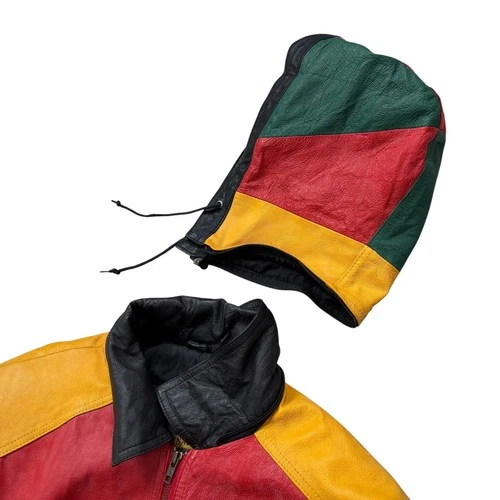 VTG 90s HARAJUKU MOTHER 8 BALL COLORBLOCK LEATHER HOODIE JACKET SIZE M image 6