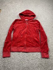 Y2K Juicy Couture Hoodie Women's Size Large Track Jacket Velour Full Zip