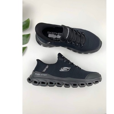 Skechers Glide Step Slip Ins Sneakers Black Comfort Walking Shoes Men's 8.5 Wide