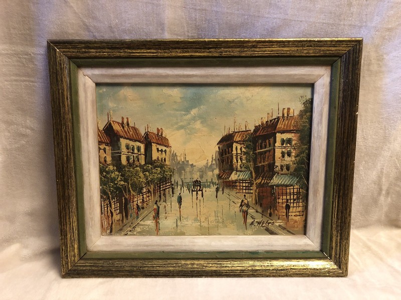 Vintage Hand Painted Canvas Oil Painting Signed H. Hugo