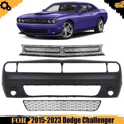 Front Bumper Cover Primed & Grille Assembly Kit For 2015-2023 Dodge Challenger