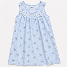 Blair Vtg Powder Blue Floral Nightgown Lace Trim Babydoll Cottagecore Granny