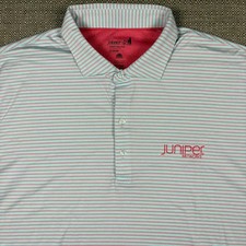 Johnnie-O Men's Golf Polo Shirt XL Performance Short Sleeve Blue Pink Striped